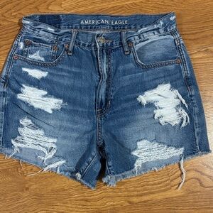 American Eagle Outfitters Women's Ripped Blue Jean Shorts